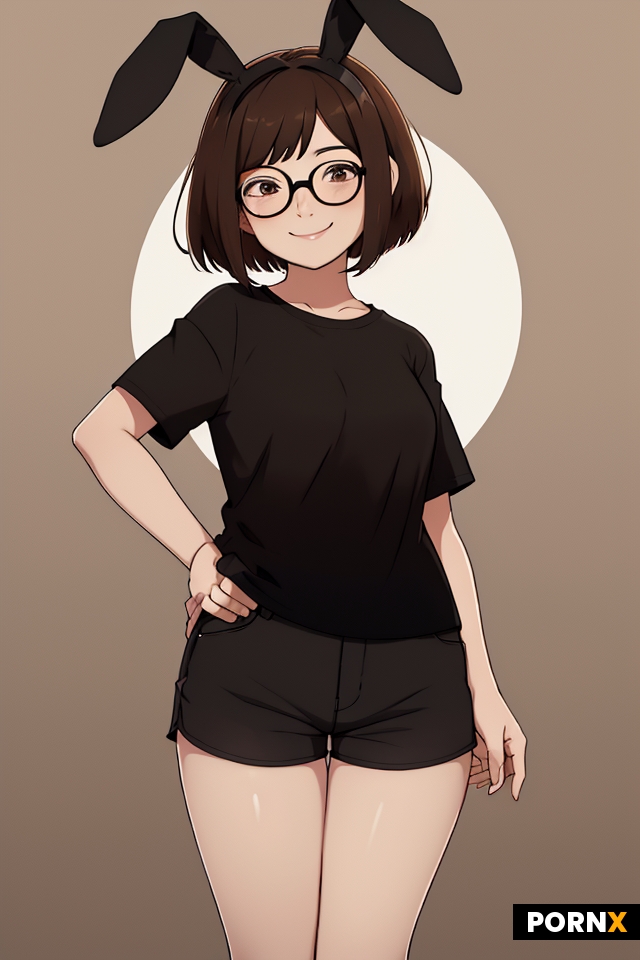 Woman wearing black oversized t-shirt and cotton shorts