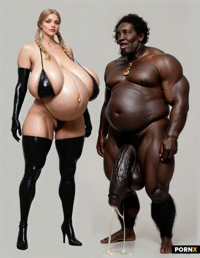 very dark coal skinned extreme ugly and very old and extreme gigantic massive fat and obese african 