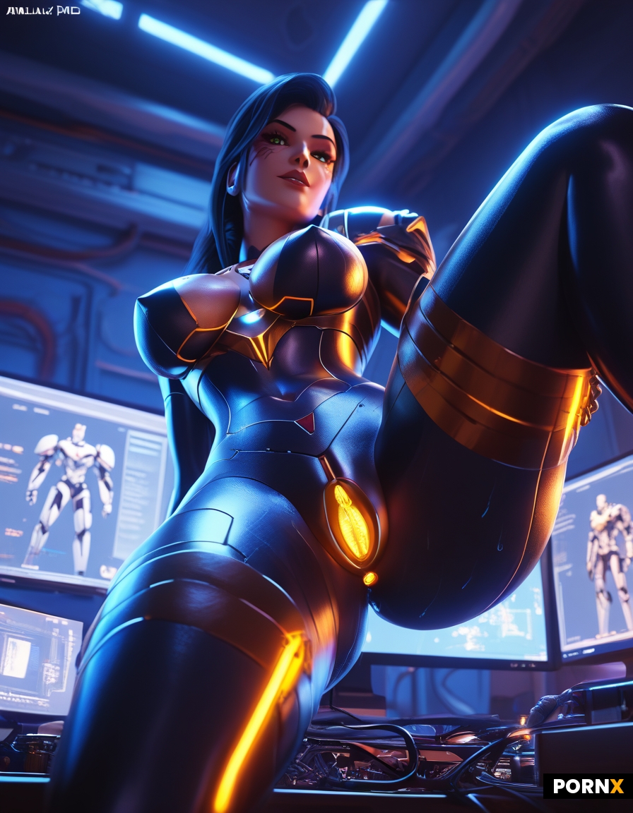 pretty cyber robot  woman