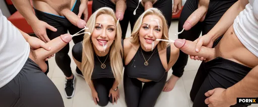 standing men with perfect hard cocks and 2 kneeling thin women