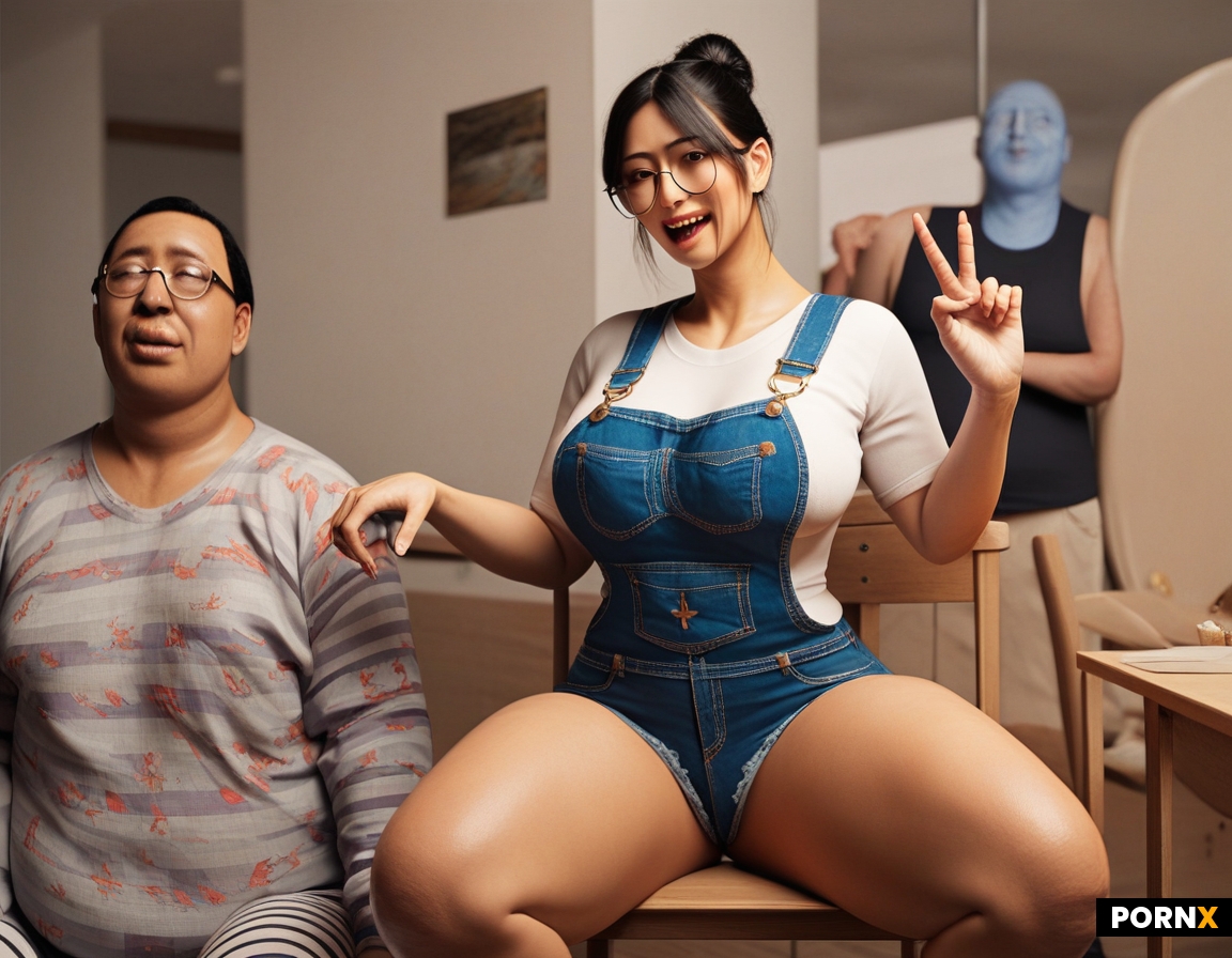 Extremely nerdy tan asian korean dork female