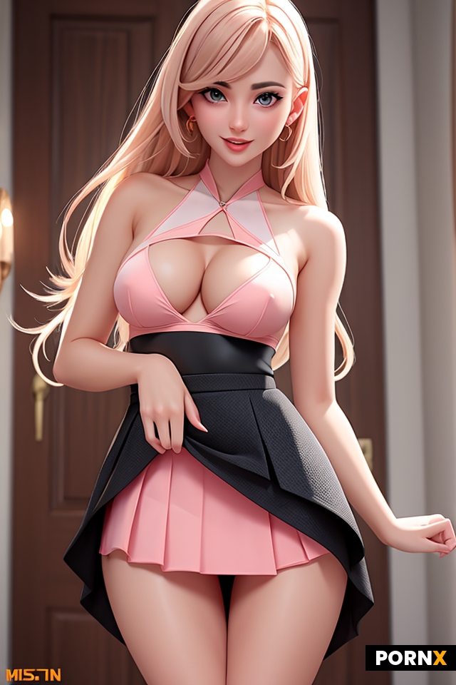 sexy babe raising skirt revealing labia