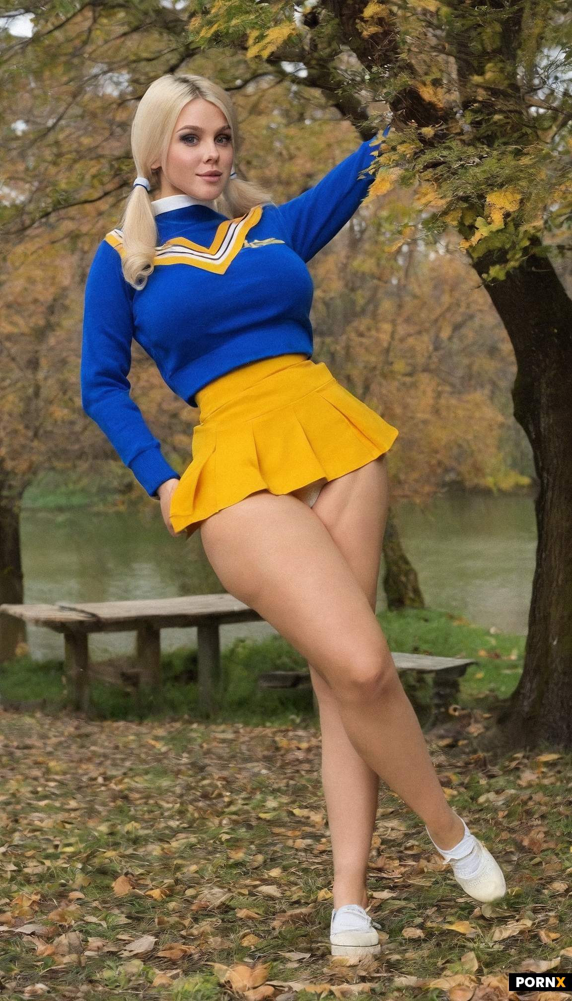 A gorgeous woman with blonde hair and blue eyes