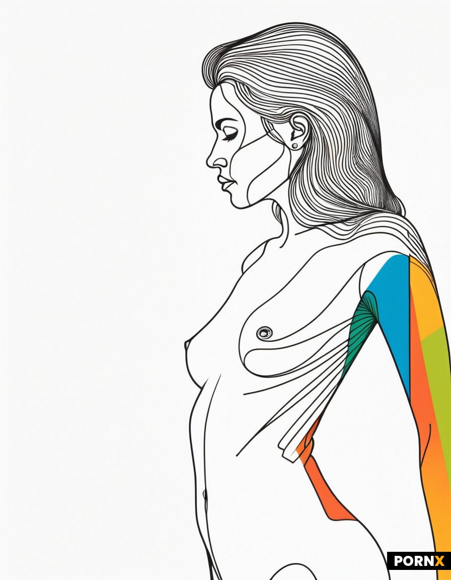 A minimalist portrait of a nude female inspired by the style of geography elevation maps
