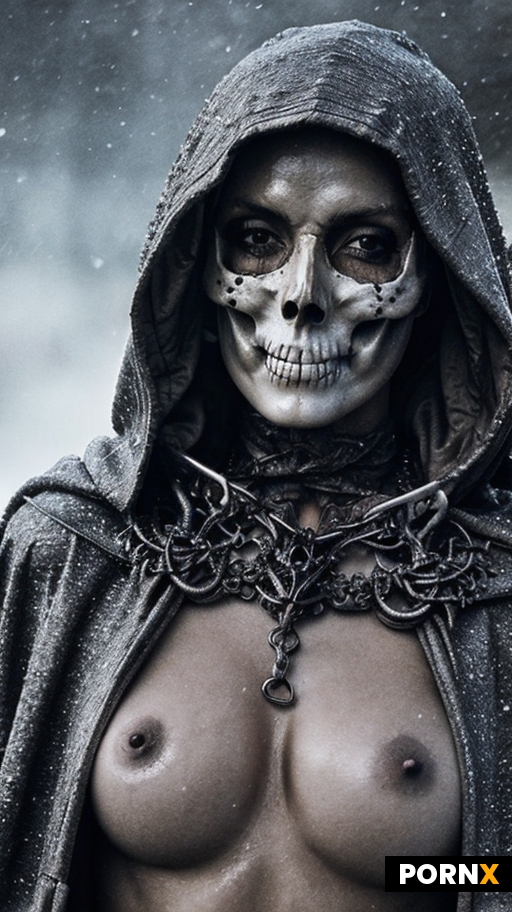medium close-up A naked woman Necromancer standing in an ancient battlefield