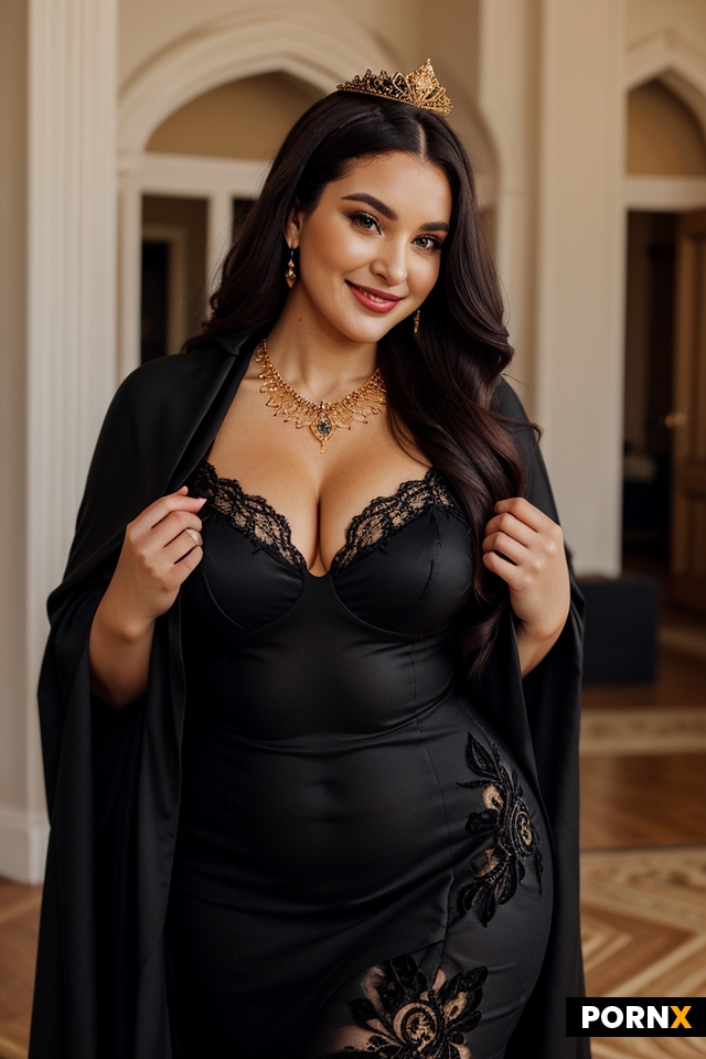 A woman is leaning slightly toward the camera with a wide smile on her face