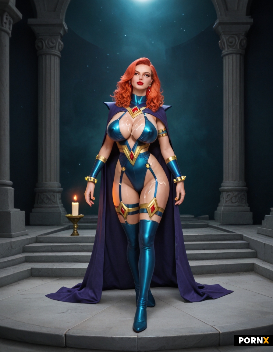 Dynamic overdramatic maniacal futuristic comic siren supervillain succubus seductress diva