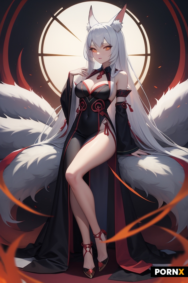 Mystical nine tailed fox woman
