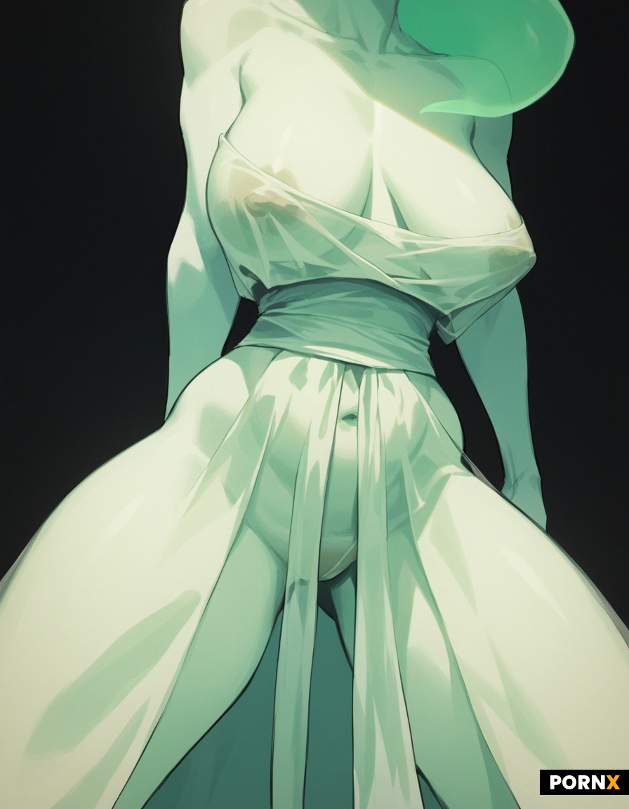 See-through white baggy female ghost costume