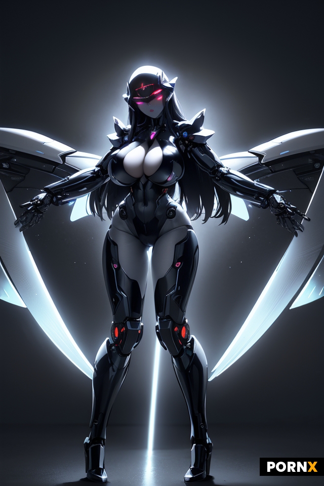 Futuristic cyborg angel