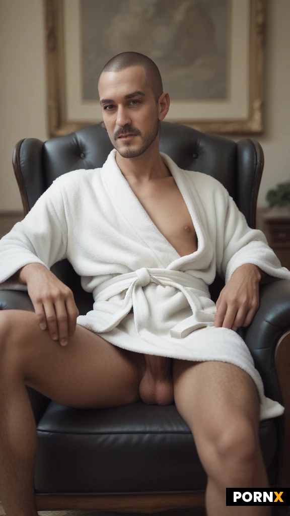 ( cute_Man:1.1),(handsome:1.1),gay,(((turkish:1.2):1.2):1.1),(portrait from below:1.2),
Sitting,spreading legs,(knee up:1.2)
(Mischievous seductive:1.2),((shaved_buzz_cut:1.2):1.2),(thick_eyebrows:1.1),((facial_hair:1.2):1.2)
( (skinny_adult,flat_chest :1.3):1.3),(brown eyes:1.3),(white bathrobe,naked abs, bellybutton:1.3),(hairy legs:1.2),(armchair :1.0)
<lora:055:0.5>,(erect penis:1.3),(red_testicles:1.2)
Penis,<lora:bettercocks:0.5>,masterpiece, best quality, highres, absurdres,