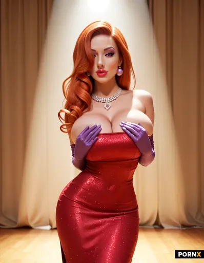 A beautiful classy redheaded woman is dancing on stage at a retro night club