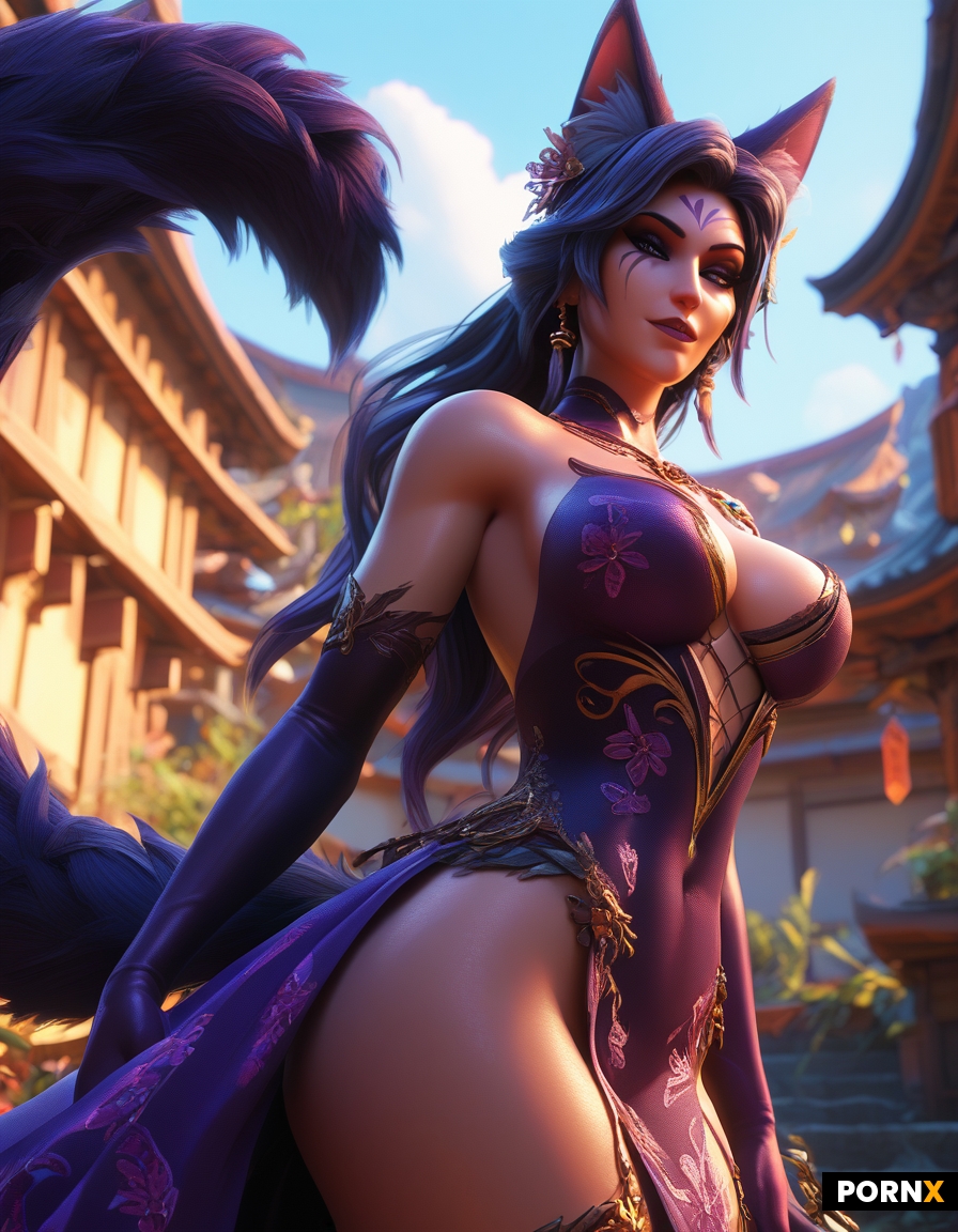 Mystical nine tailed fox woman