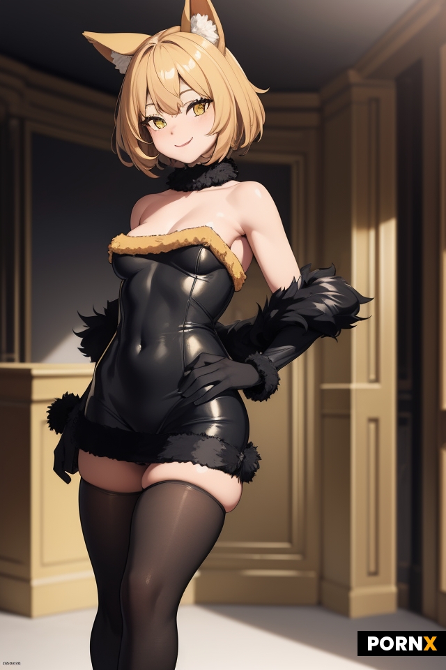yellow color furry furry head Small perky breasts