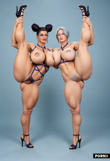 A full body picture of a beautiful slender athletic toned powerful flexible Korean woman with very F