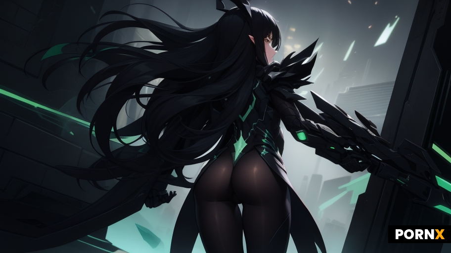 stellarblade eve green body suit cosplay black hair fucked from behind ripped suit on ass