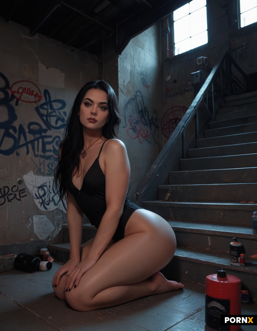 Entire figure small Colombian emo serious face smalltitted Graffiti painter with Wonderful ass 25 ye