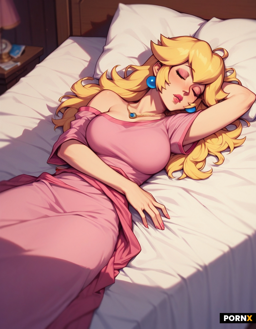 Princess Peach sleeping in bed