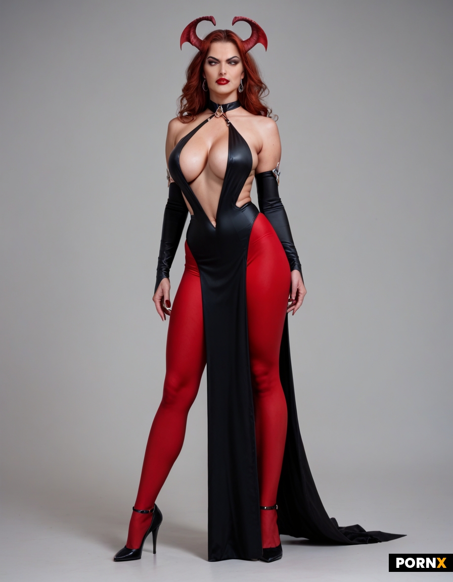 Realistic seductive devilish lady demon pinup
