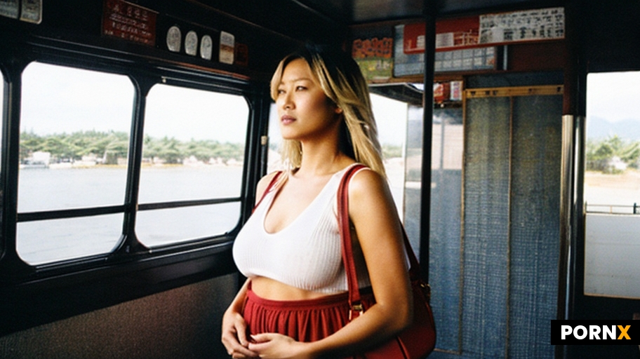 one woman stands still in the bus