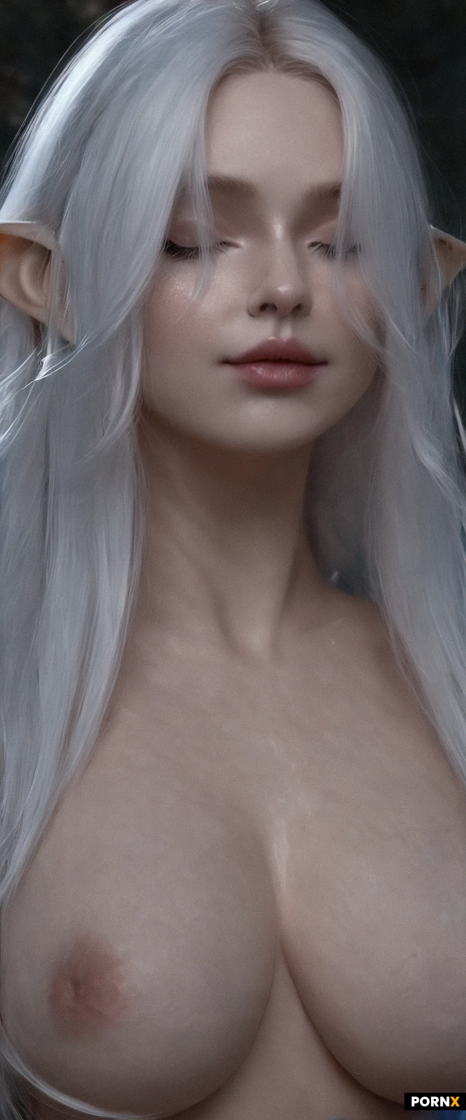 HighRes, best_quality, hiDef
20yo, (gorgeous_beautiful_face:1.9), ,,,average body,,,facing viewer,huge breasts,high elf, white hair