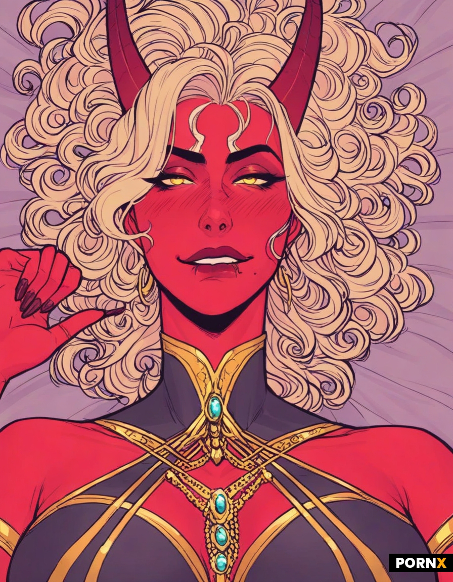 beautiful horned alien demon adult woman