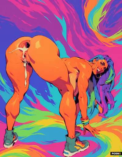 Thicc ridiculous tits and ass naked Puerto Rican beauty bending over showing gaping anal creampie
