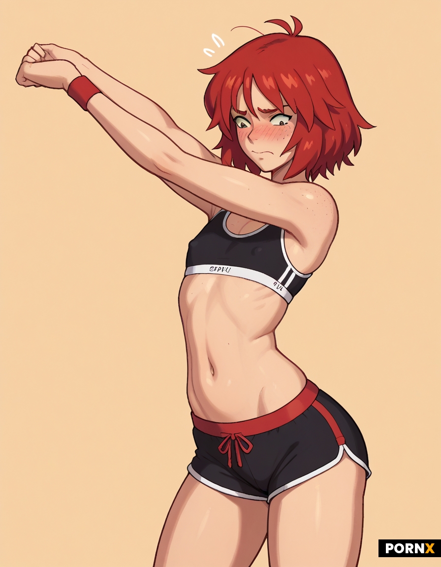 skinny woman with medium red hair
