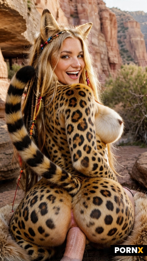 Make her have a furry body with a long furry tail that starts from anus and wraps around her shoulde