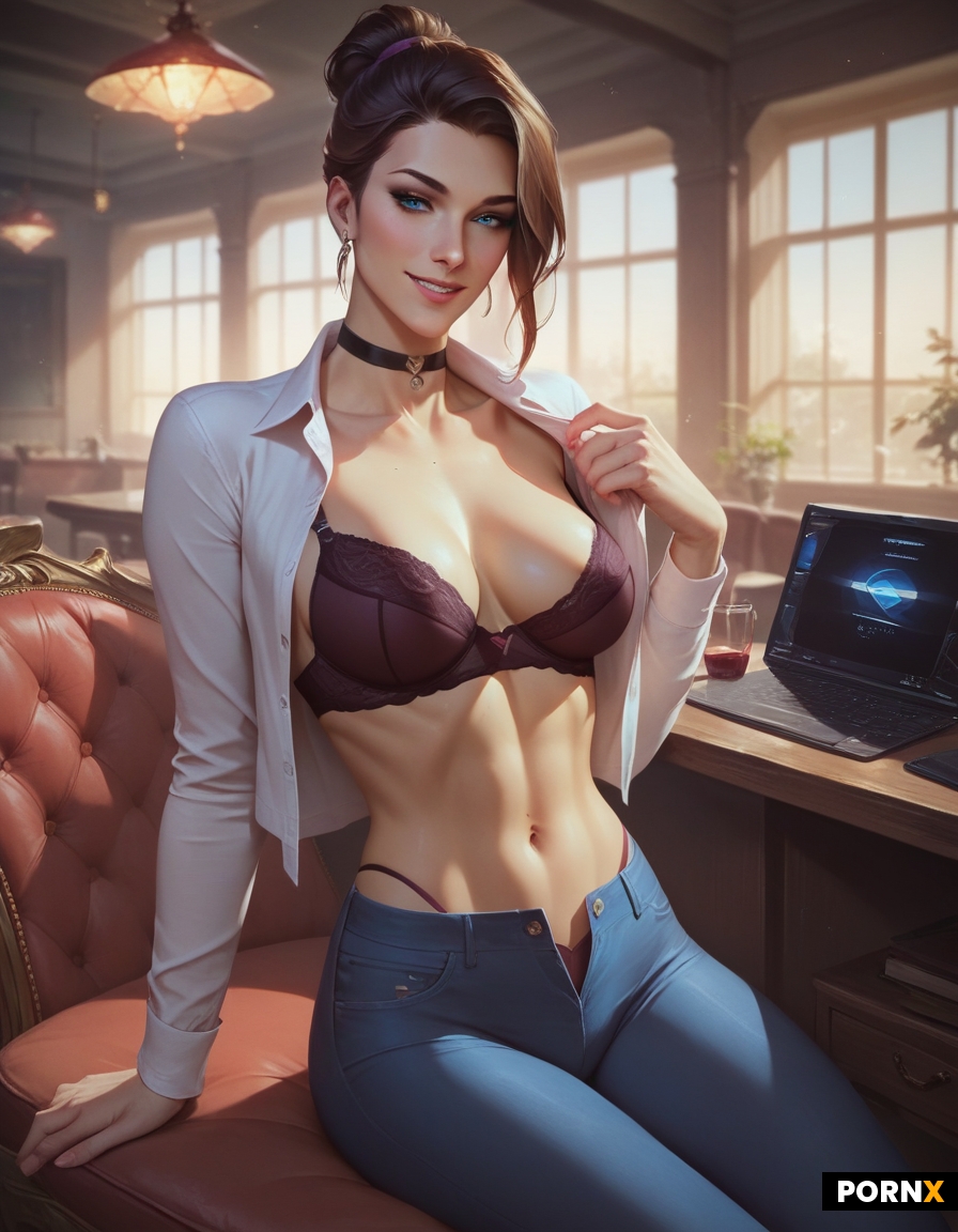 One naked 20 years of age woman sitting on a chair