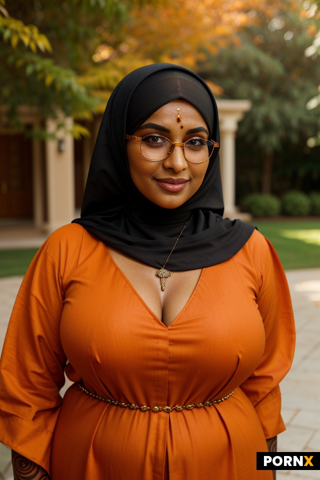 orange hijabi woman