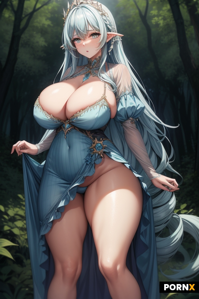 Busty woman with thick thighs and colossal breasts