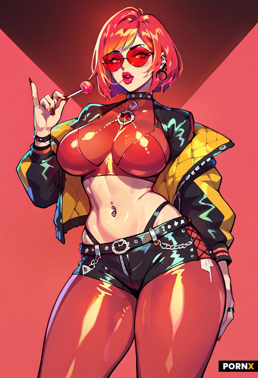 a curvy goth dominatrix with bangs
