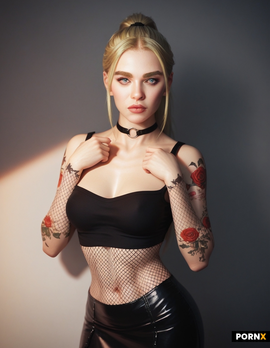 Sexy tattooed blonde German college cumslut posing for the camera