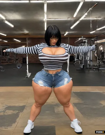 "A stunning super-athlete woman with short