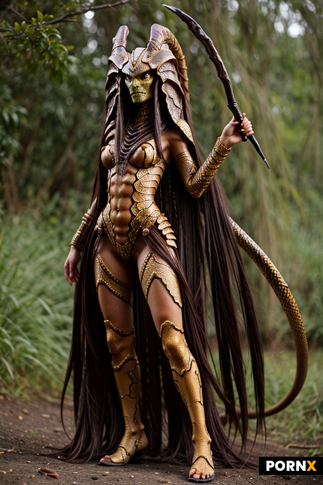 Female alien snake skin Predator with full body bone amor some fish bone