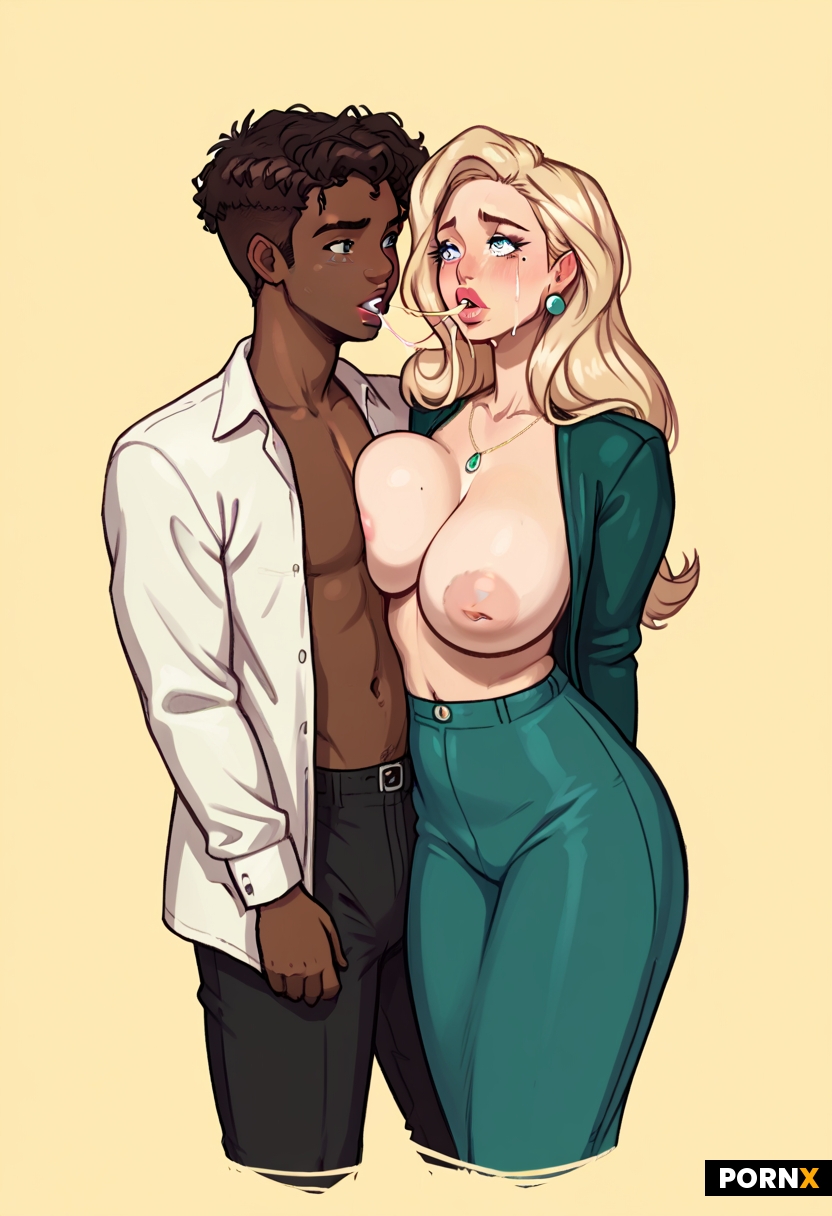 An curvy American woman with a fair complexion and striking facial features