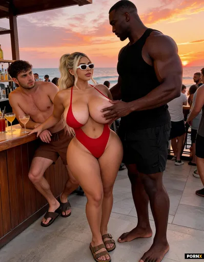 Crowded coastal bar