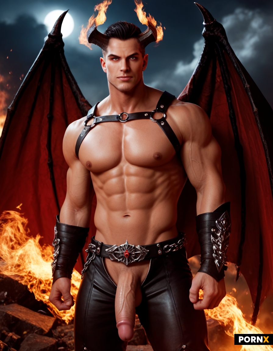 Satan god with good shape of body and big dick
