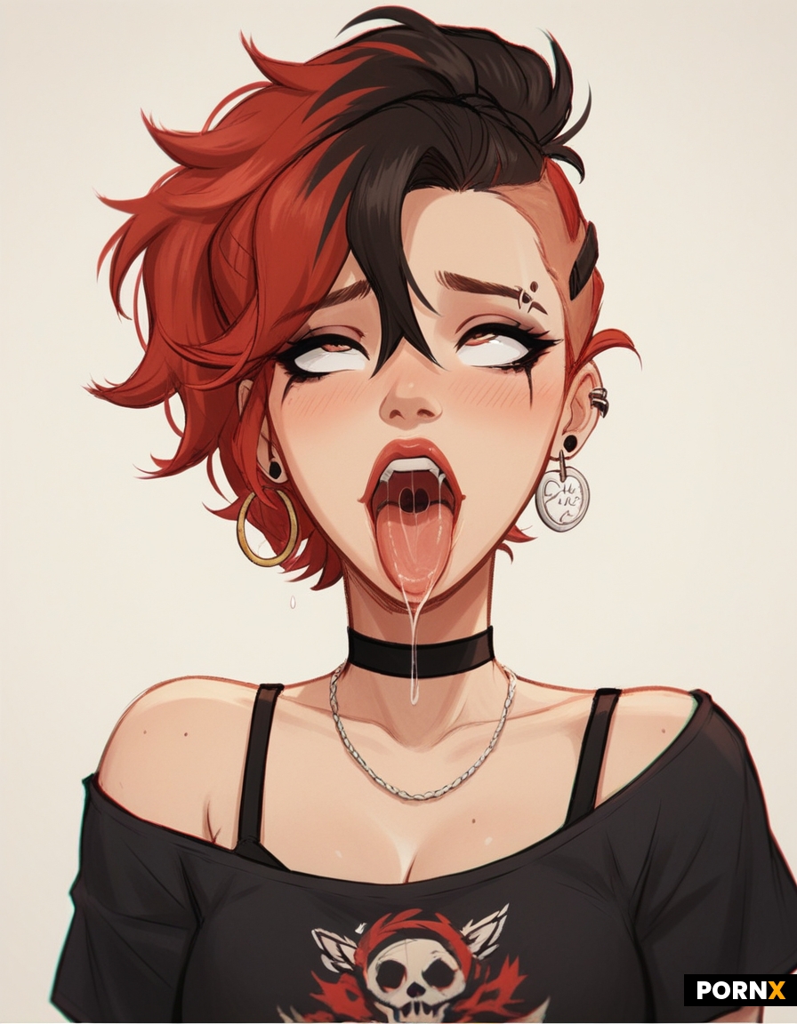 19 year old emo e-girl makes Ahegao face