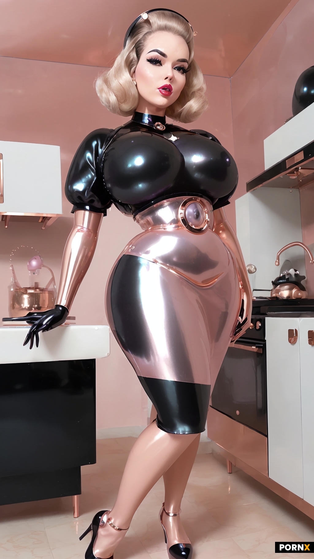 Hyperfeminine bimbo robot android