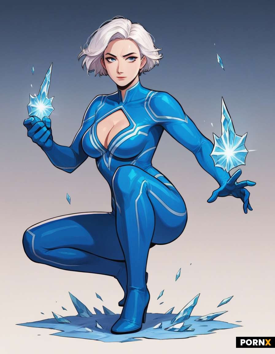 a female superhero with ice powers