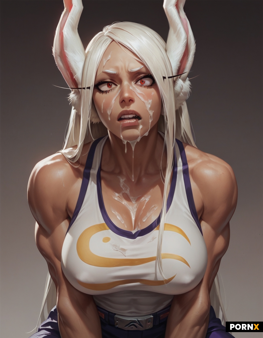 loughing Mirko from My Hero Academia is begging you and you give her a bukkake all over her