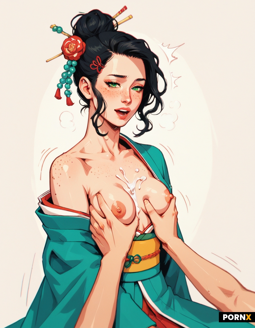 Sexy fit Asian Japanese woman in a kimono