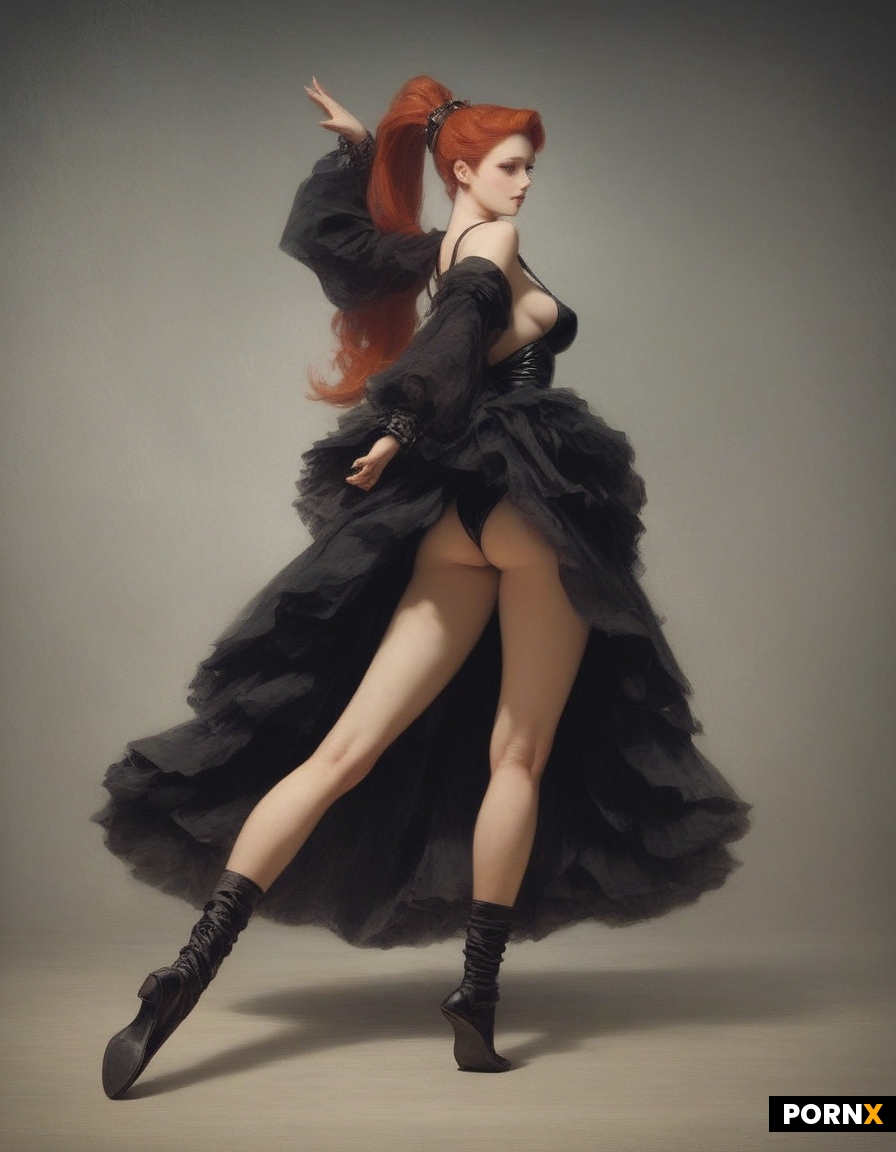 Busty pale redhead Goth ballerina prostitute