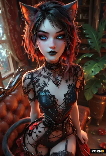 a hot slutty goth catgirl