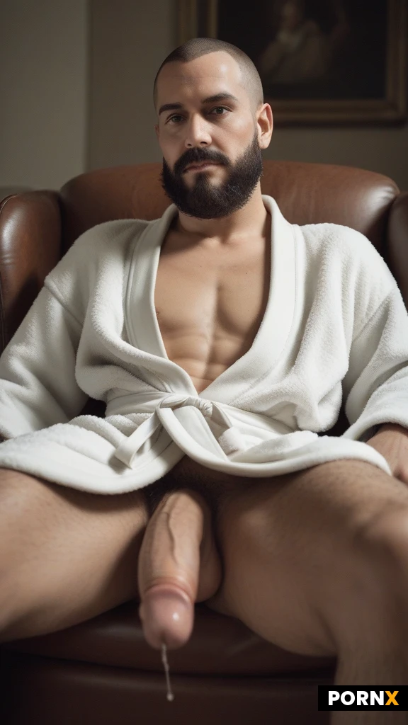 ( cute_Man:1.1),(handsome:1.1),gay,(((turkish:1.2):1.2):1.1),(portrait from below:1.2),
Sitting,spreading legs,(knee up:1.2)
(Mischievous seductive:1.2),((shaved_buzz_cut:1.2):1.2),(thick_eyebrows:1.1),((facial_hair,beard:1.2):1.2)
( (skinny_adult,flat_chest :1.3):1.3),(brown eyes:1.3),(white bathrobe,naked abs, bellybutton:1.3),(hairy legs:1.2),(armchair :1.0)
<lora:055:0.5>,(erect penis:1.3),(red_testicles:1.2)
Penis,<lora:bettercocks:0.5>,masterpiece, best quality, highres, absurdres,