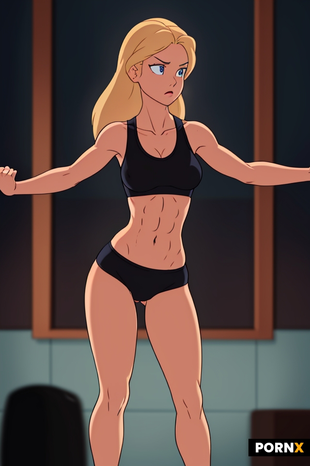 Amazing athletic woman 25-30 years old She stands with dumbbells in her hands in a modern gym