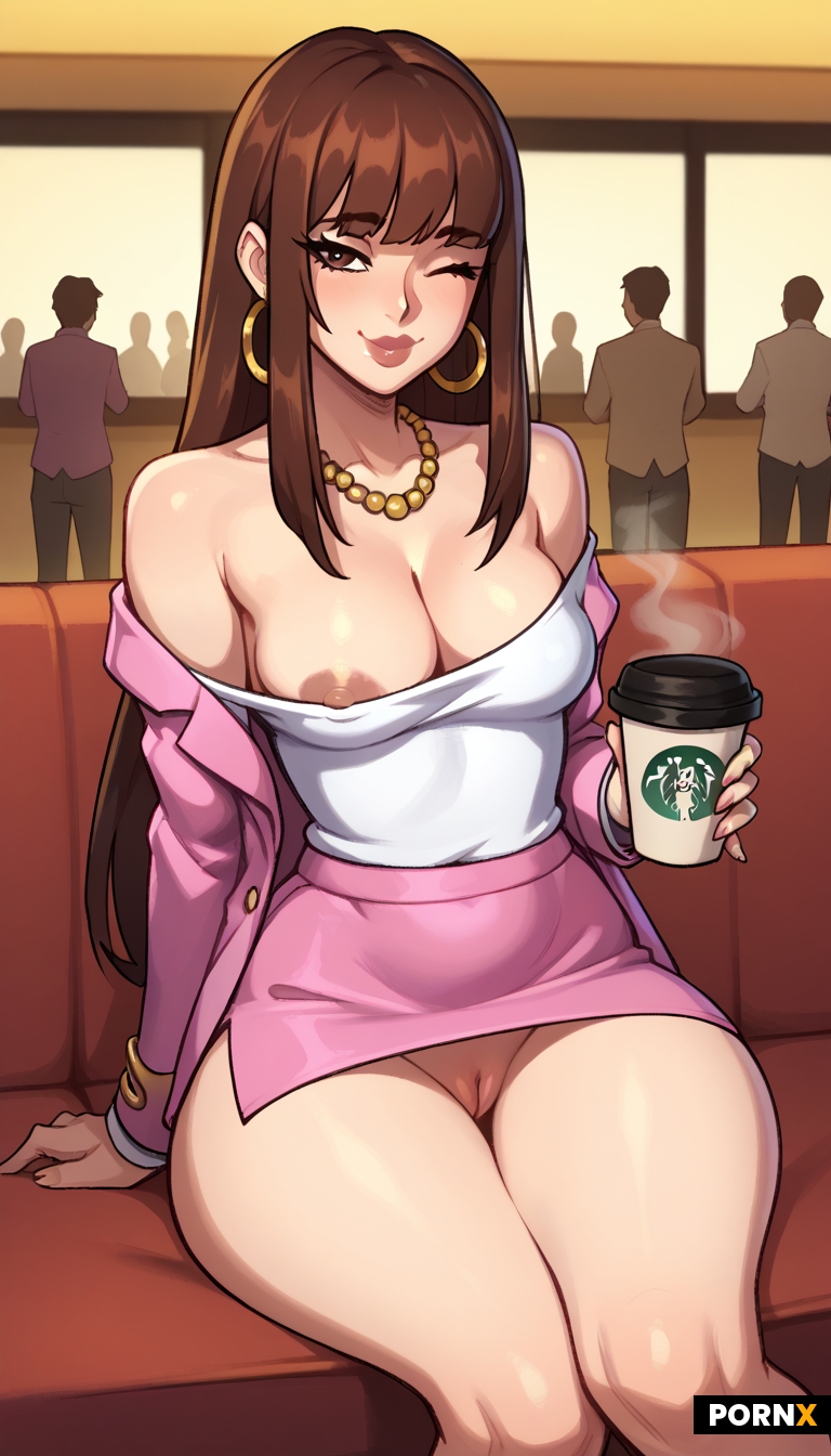 sitting on couch in coffee shop