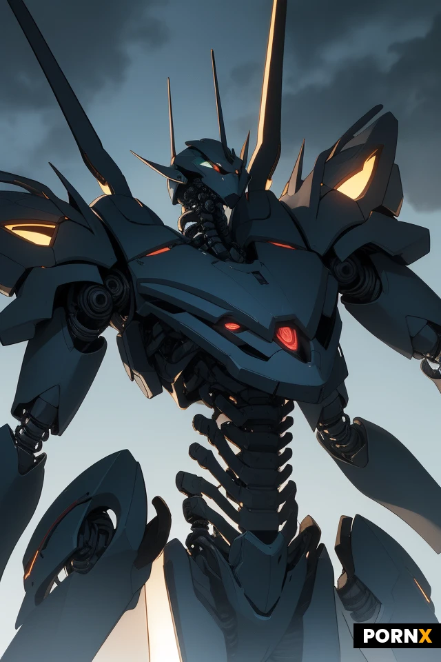 A cinematic scene from a dark, high-budget Japanese mecha anime movie: enormous humanoid biomechanical robots towering hundreds of meters above a dense futuristic city, their proportions elegant but unnervingly elongated, with angular armor plating, exposed mechanical joints, glowing eyes, and subtle organic elements beneath the armor.
Long shadows, richly painted backgrounds, hand-drawn cel-animation aesthetic with intricate mechanical linework, subtle film grain, slightly muted 1990s color palette, deep blacks, glowing highlights, dramatic clouds, shafts of sunlight cutting through smoke.
Mood: awe, dread, melancholy and enormous restrained power — the machines feel less like ordinary robots and more like mysterious artificial giants whose true nature is uncertain.
Highly detailed traditional anime illustration, expressive hand-drawn linework, painted cel shading, cinematic lighting